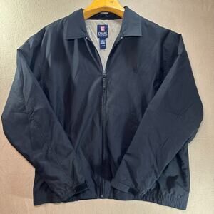 Chaps Harrington Jacket Windbreaker Mens XL Black Full Zip Bomber Nylon Lined